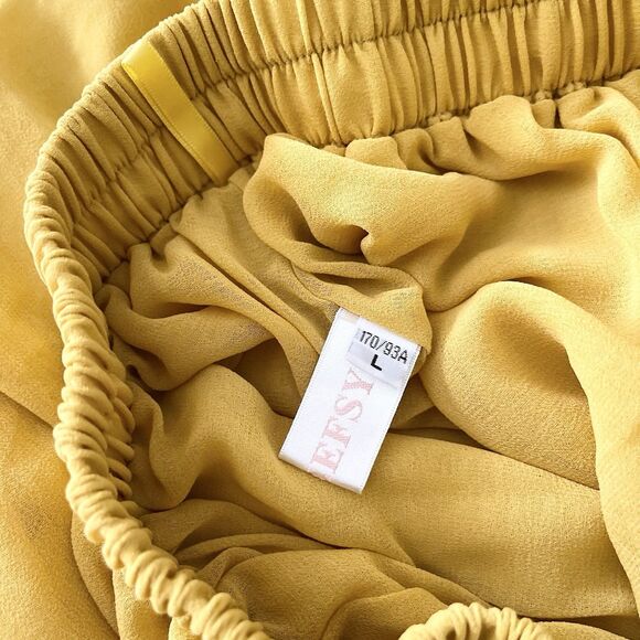 Chiffon Maxi Skirt Womens Size L Boho Sheer Yellow Mustard Elastic Waist - Picture 7 of 8
